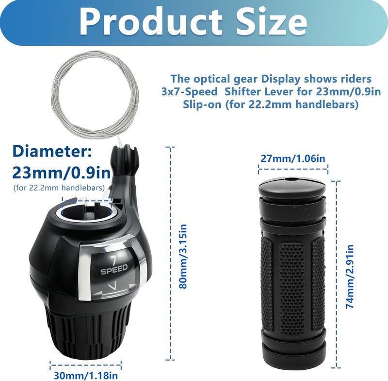 PATHGNAR 3x7 Speed Shifter Lever, Bicycle Twist Grip Lever 21 Speed Bike Shifter for MTB Mountain Bike 1 Pair - Image 3
